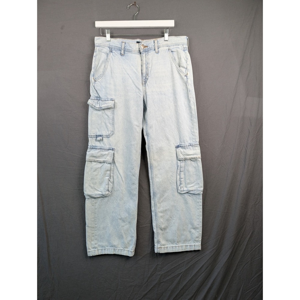 Aeropostale Low Rise Cargo Jeans Light Wash Denim Size 8 Reg